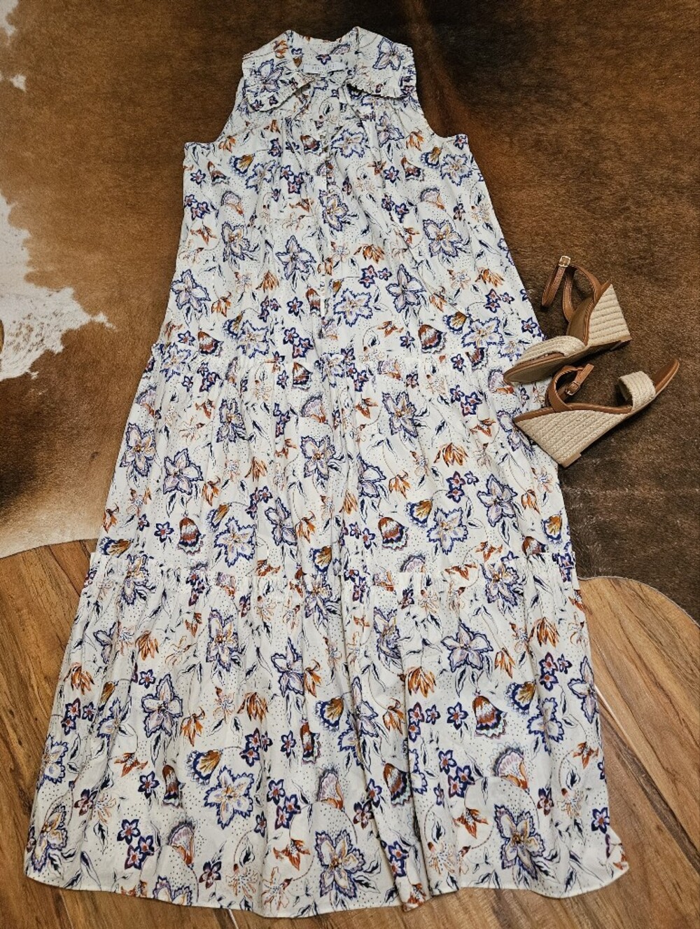 $565 HUNTER BELL White Floral Maxi Dress Like New Small Boho Casual Feminine